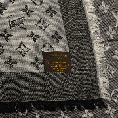 Louis Vuitton Silk Wool Monogram Denim Shawl Black 5 of 5