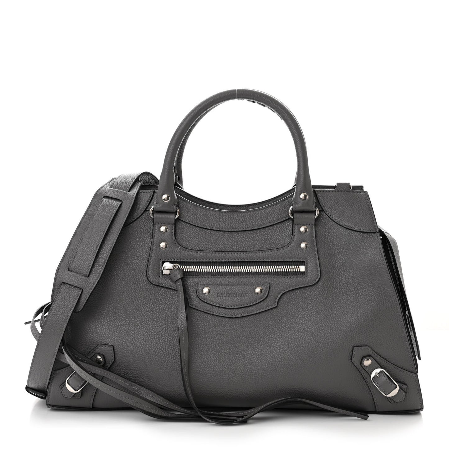 Grained Calfskin Neo Classic Silver Hardware Medium City Dark Grey