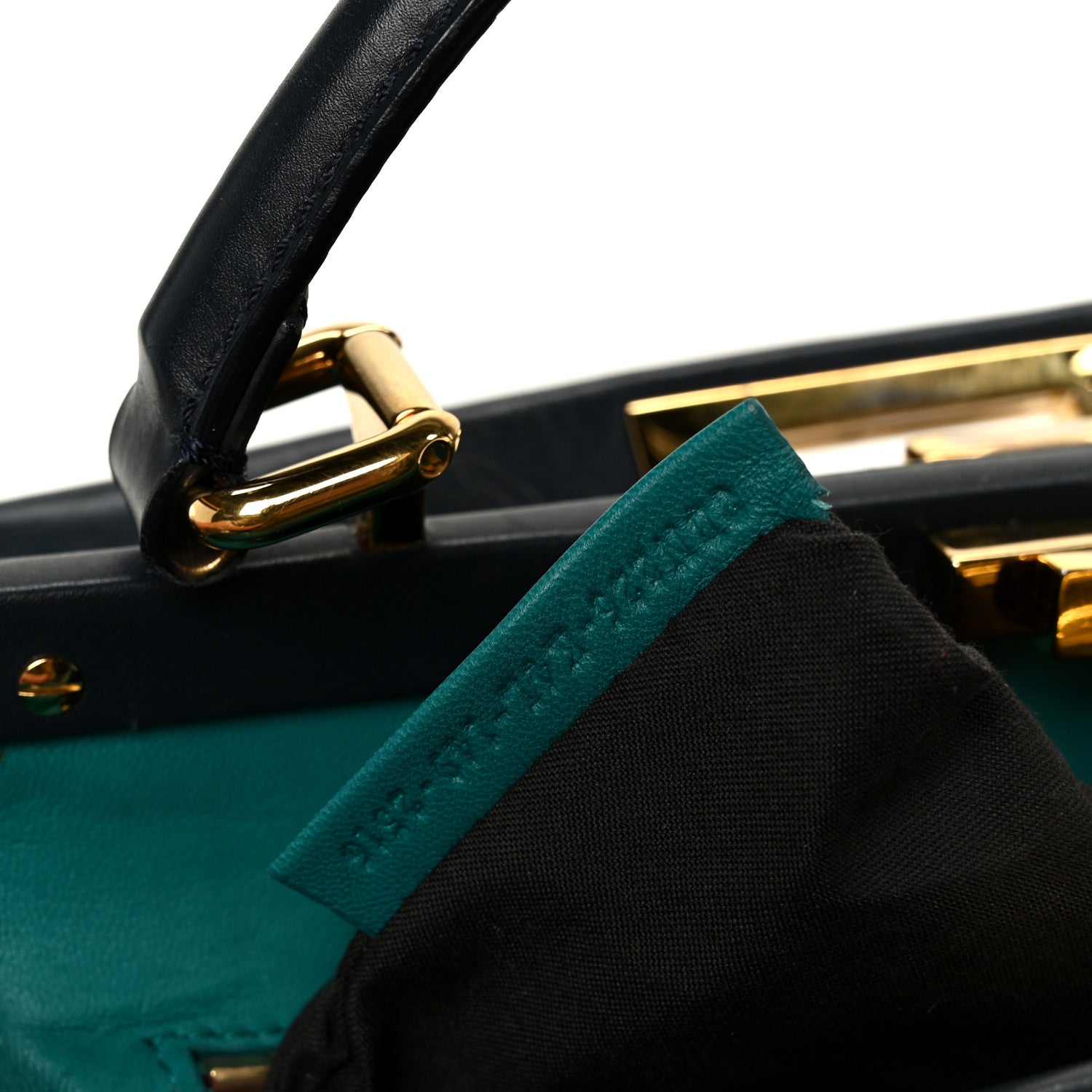 Fendi Vitello Morgan Shiny Nappa Medium Peekaboo Iconic Satchel Lavagna Lago 8 of 12