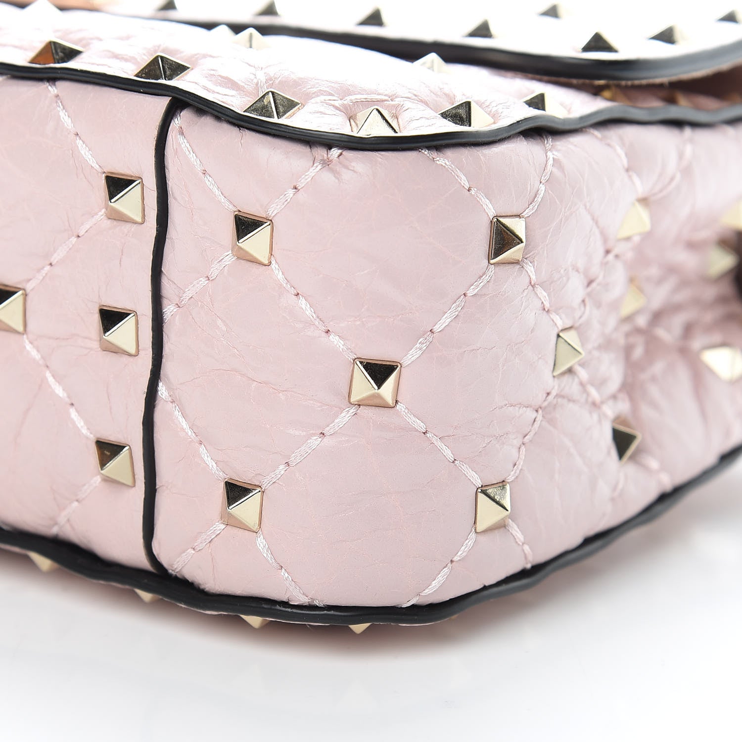 Valentino Garavani Craquele Nappa Small Rockstud Spike Shoulder Bag Water Rose 9 of 11
