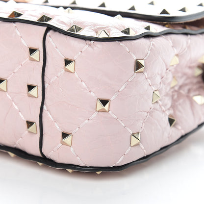 Valentino Garavani Craquele Nappa Small Rockstud Spike Shoulder Bag Water Rose 9 of 11