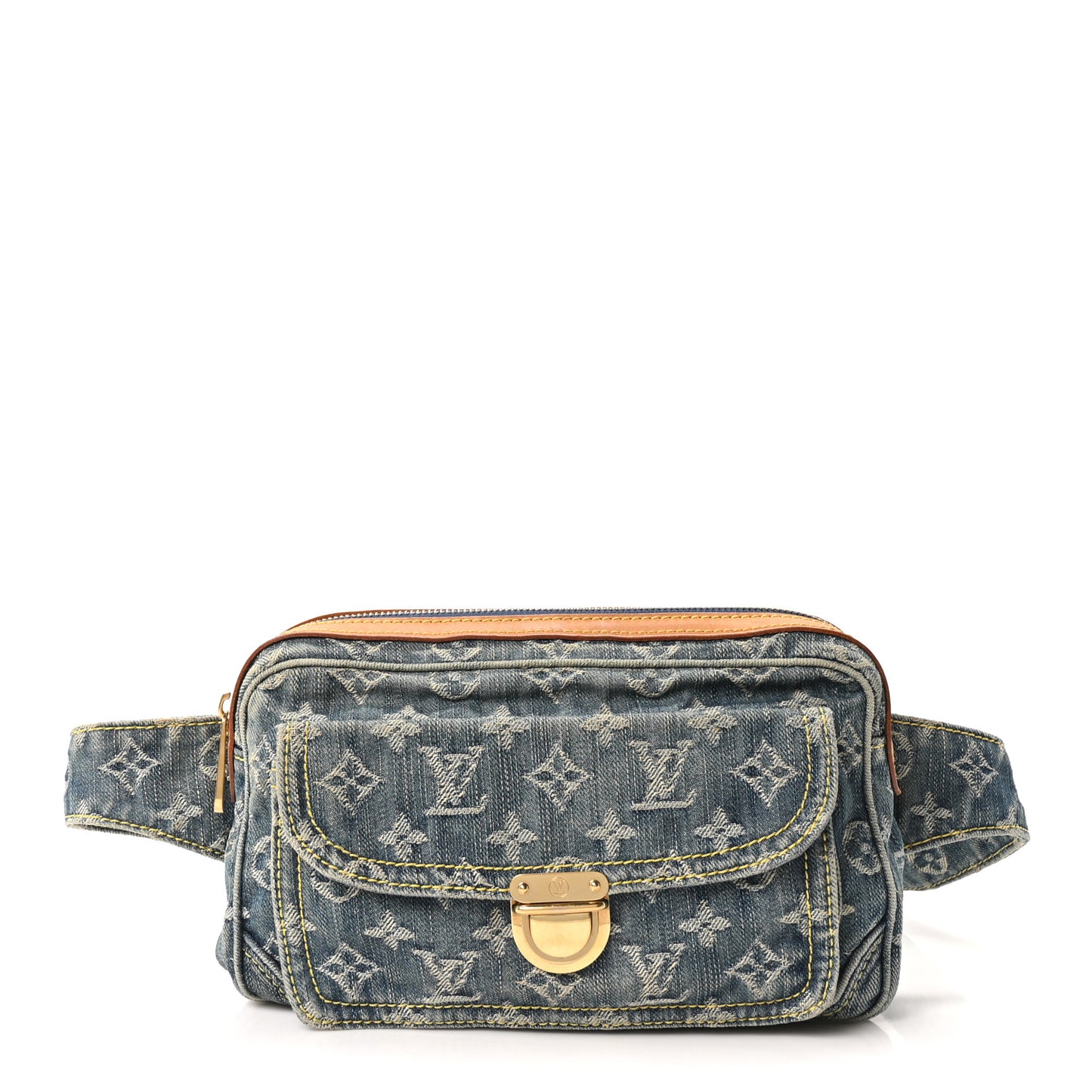 Monogram Denim Bum Bag Blue