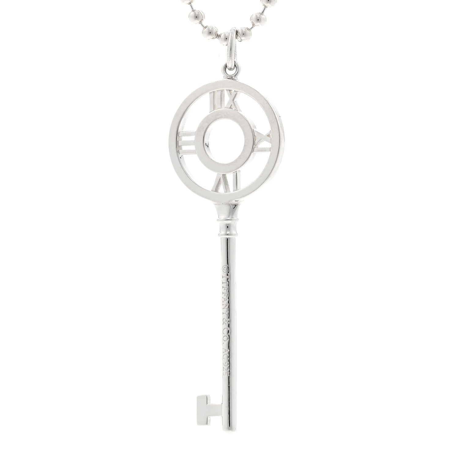 Tiffany Sterling Silver Atlas Key Pendant Necklace 4 of 5