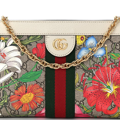 Gucci GG Supreme Monogram Flora Web Small Ophidia Chain Shoulder Bag White 8 of 11