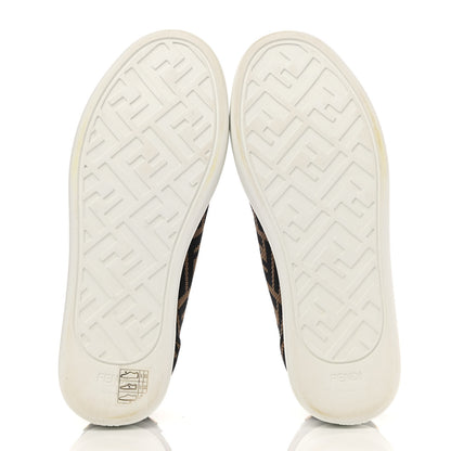 Fendi Fabric FF Micro-Perforated Rise Low Top Sneakers 36.5 Tobacco Black 5 of 10