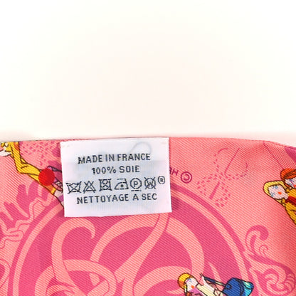 Hermes Silk Ex-Libris Les Parisie Fringed Twilly Rose Malabar Jaune 3 of 3