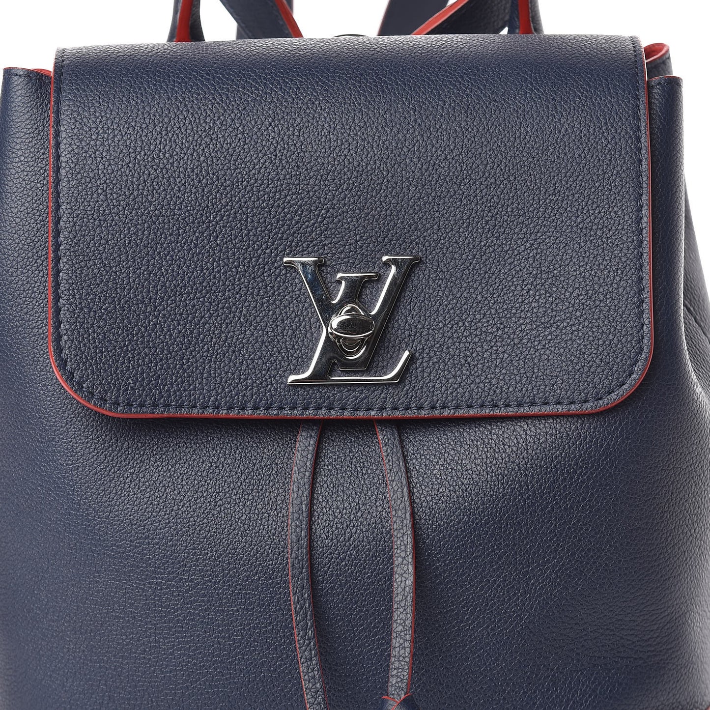Soft Calfskin Lockme Backpack Marine Rouge