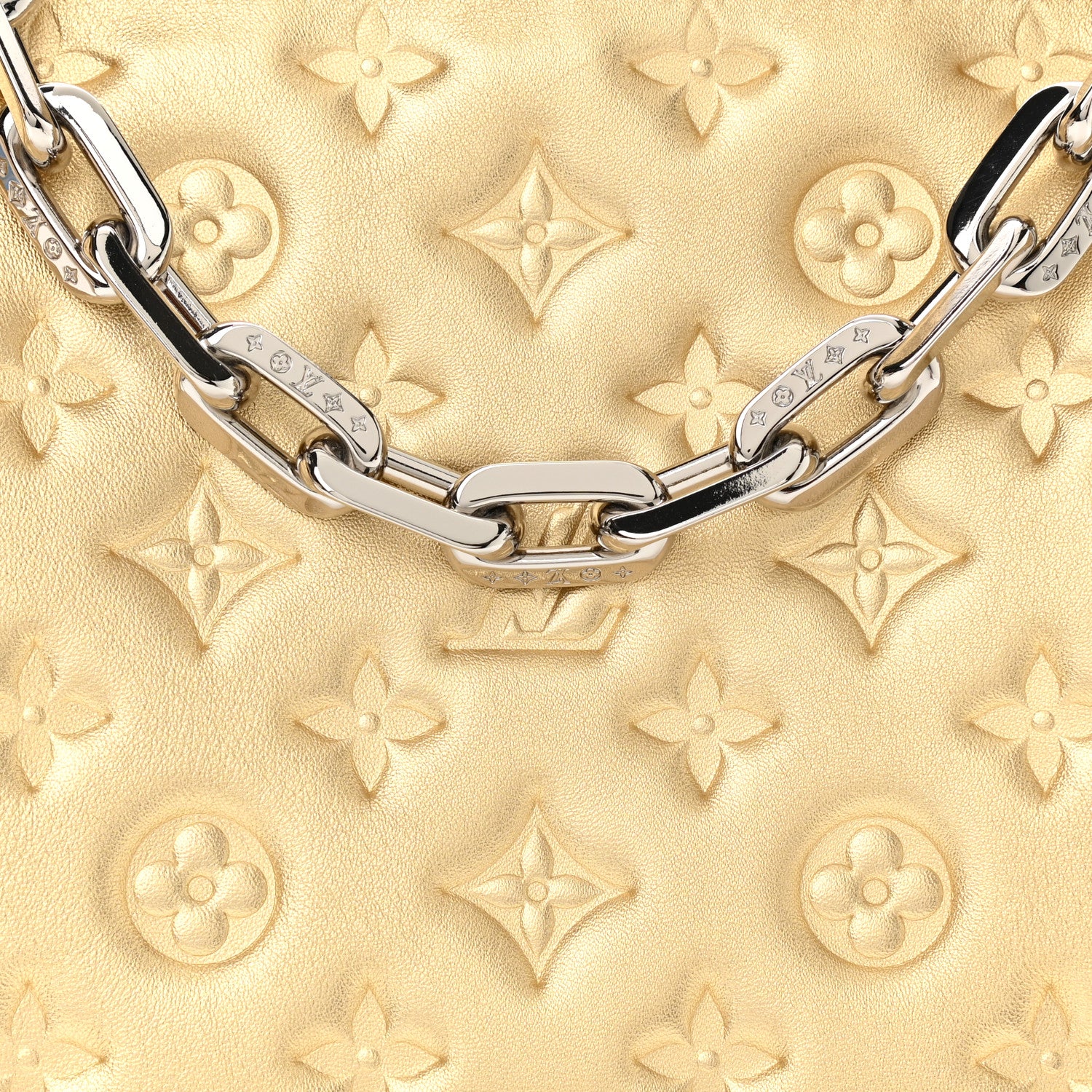 Louis Vuitton Lambskin Embossed Monogram Coussin PM Gold 9 of 12