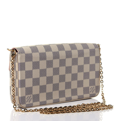 Louis Vuitton Damier Azur Pochette Felicie Chain Wallet Rose Ballerine 2 of 4