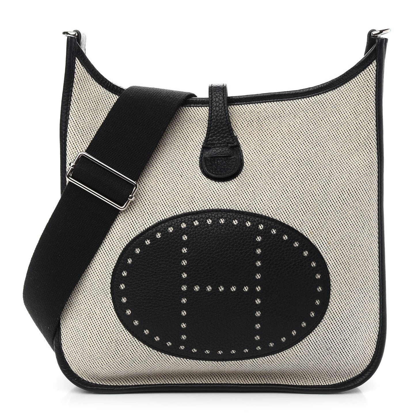 Toile Taurillon Clemence Evelyne III PM Ecru Black