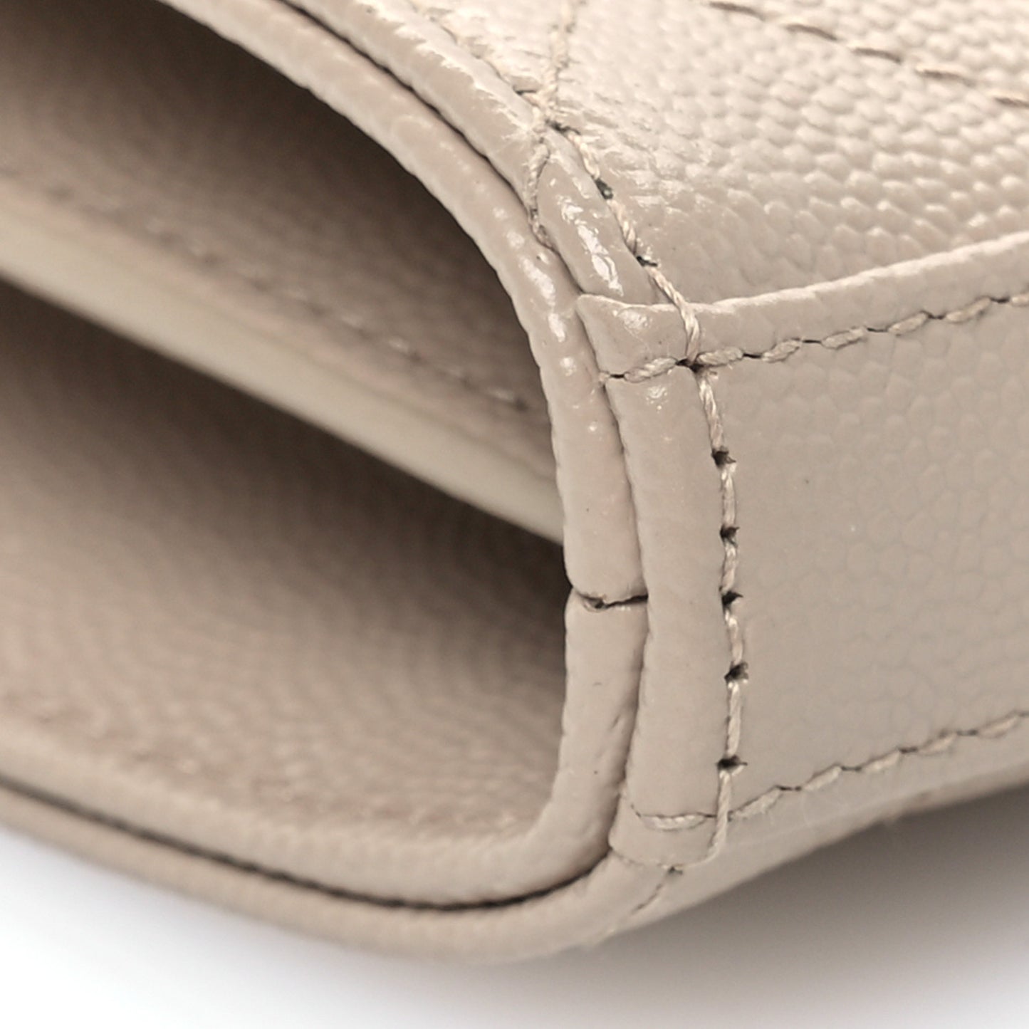 Grain De Poudre Mixed Matelasse Triquilt Monogram Chain Wallet Dark Beige