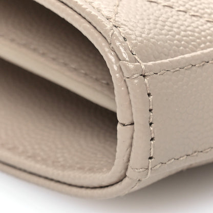 Saint Laurent Grain De Poudre Mixed Matelasse Triquilt Monogram Chain Wallet Dark Beige 9 of 11