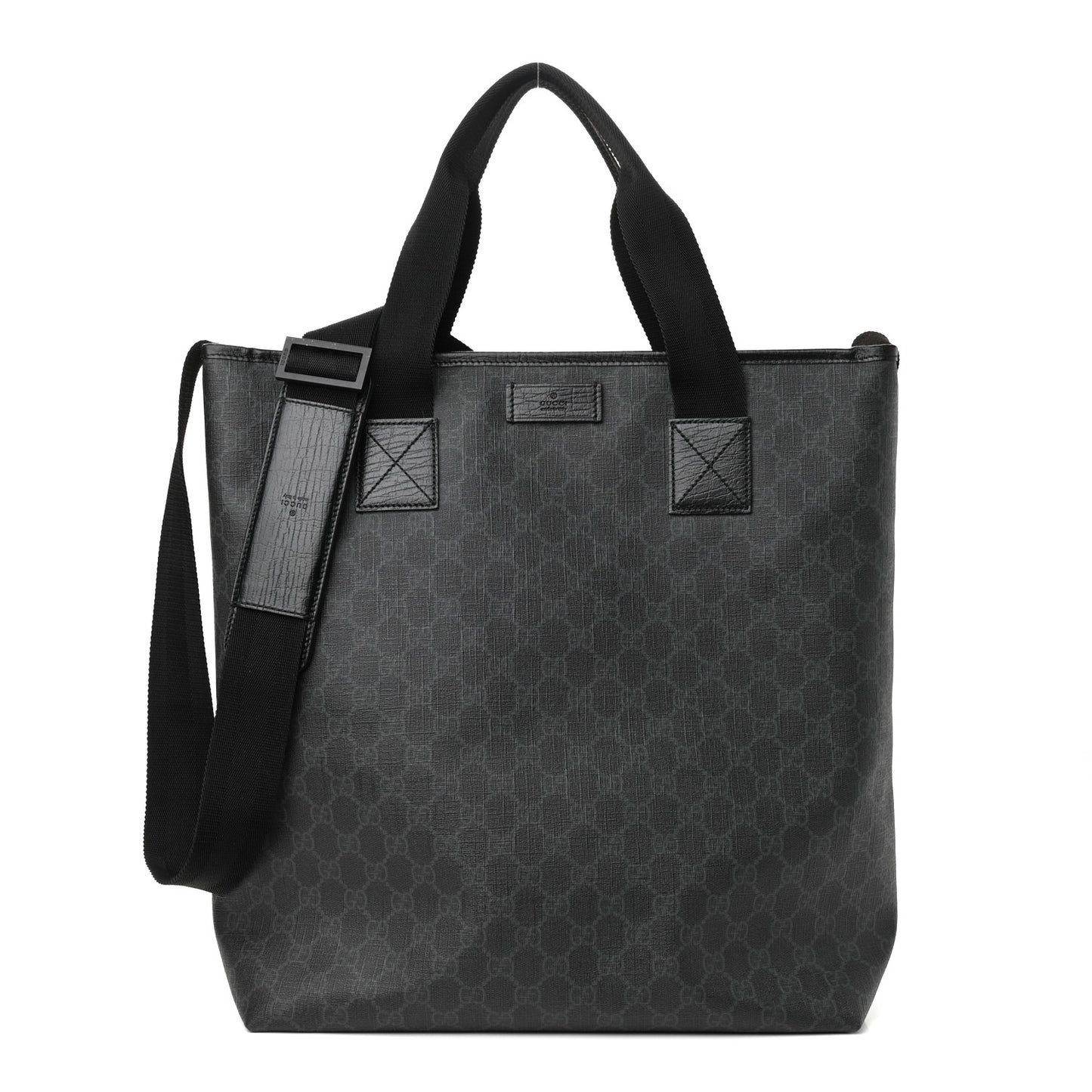 GG Supreme Monogram Web Handle Vertical Tote Black Grey
