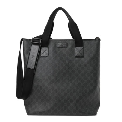Gucci GG Supreme Monogram Web Handle Vertical Tote Black Grey 1 of 10