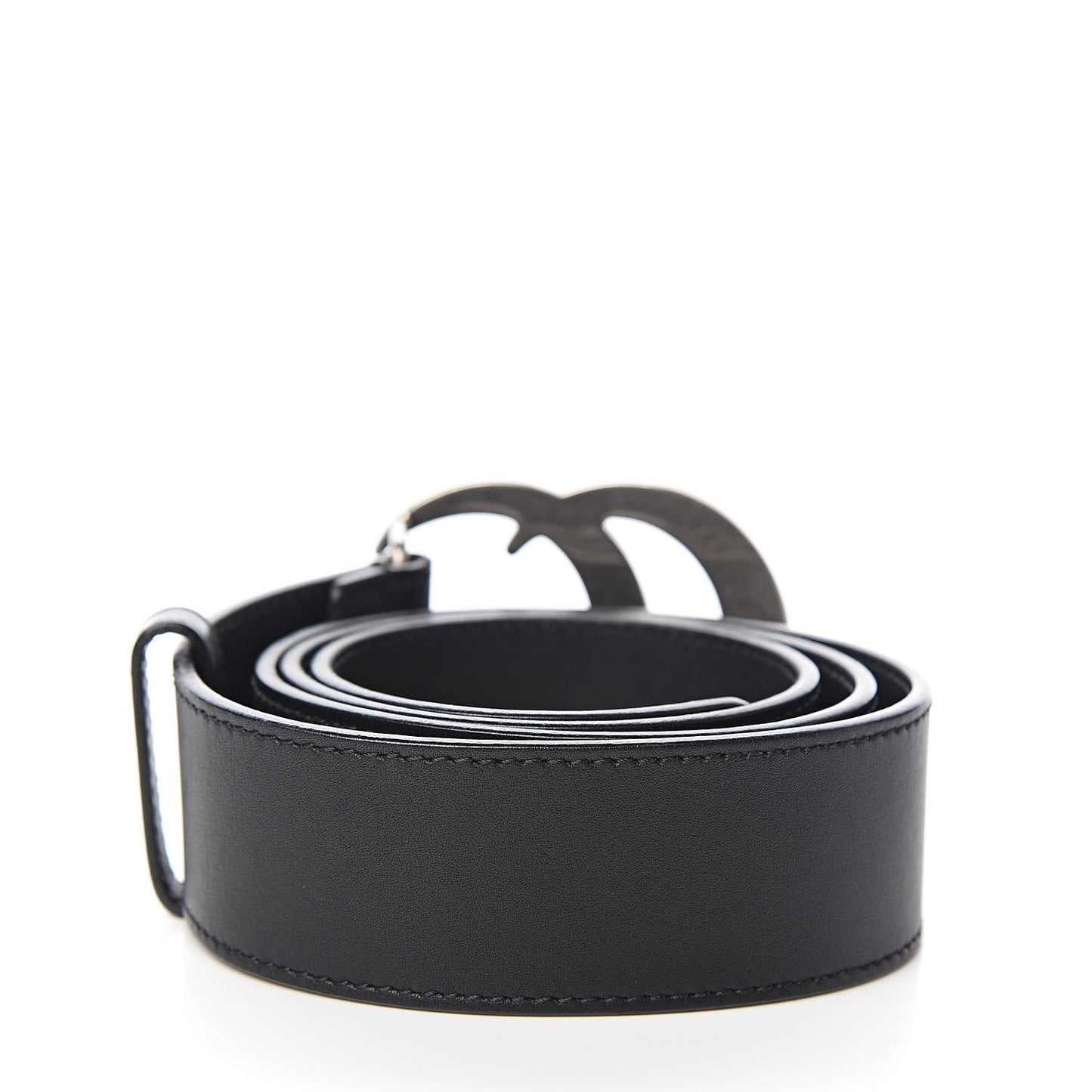 Moon Calfskin Nickel Double G 40mm Belt 85 34 Black