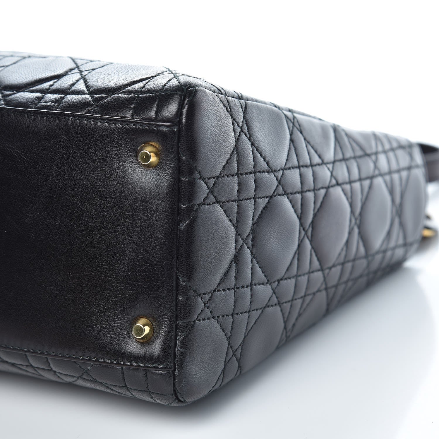 Christian Dior Lambskin Cannage Medium Lady Dior Black 10 of 11
