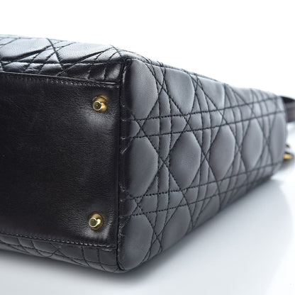 Christian Dior Lambskin Cannage Medium Lady Dior Black 10 of 11