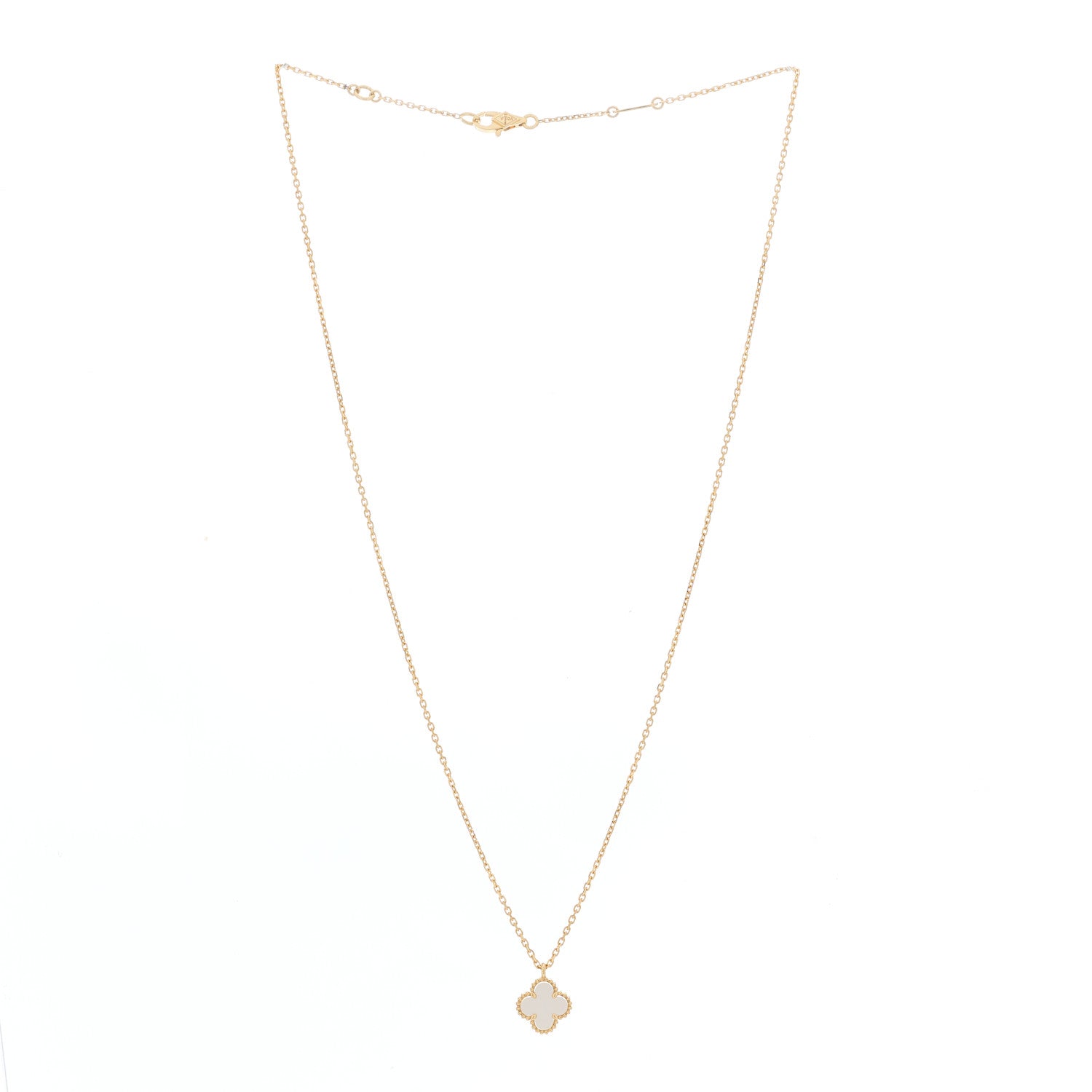 Van Cleef & Arpels 18K Yellow Gold Mother of Pearl Sweet Alhambra Pendant Necklace 2 of 5