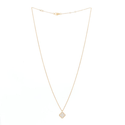 Van Cleef & Arpels 18K Yellow Gold Mother of Pearl Sweet Alhambra Pendant Necklace 2 of 5
