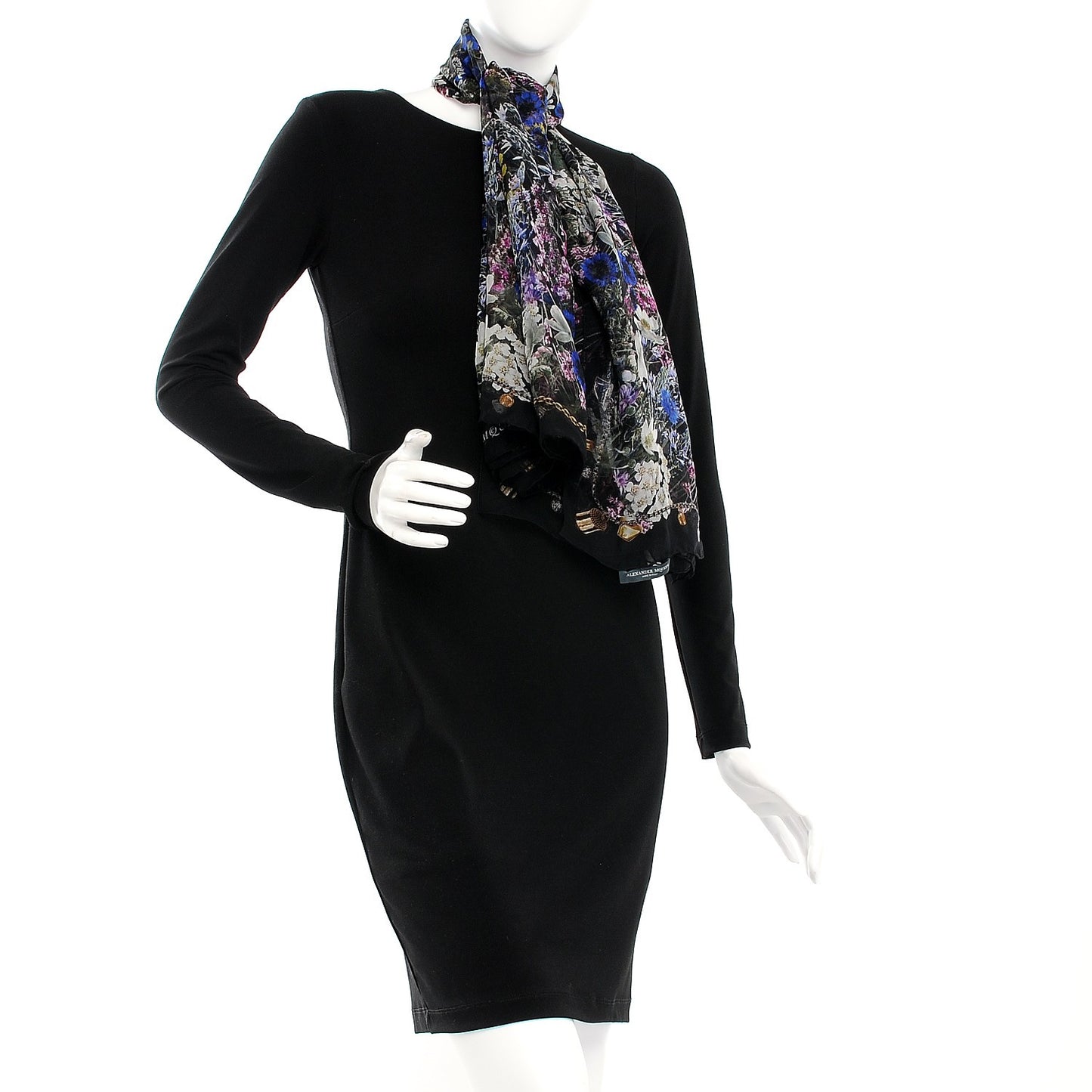 Silk Chiffon Wild Meadow Shawl Black
