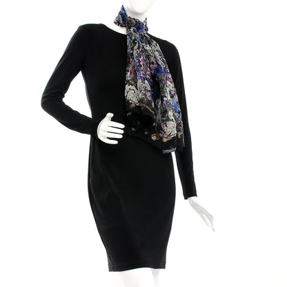 Alexander McQueen Silk Chiffon Wild Meadow Shawl Black 8 of 8