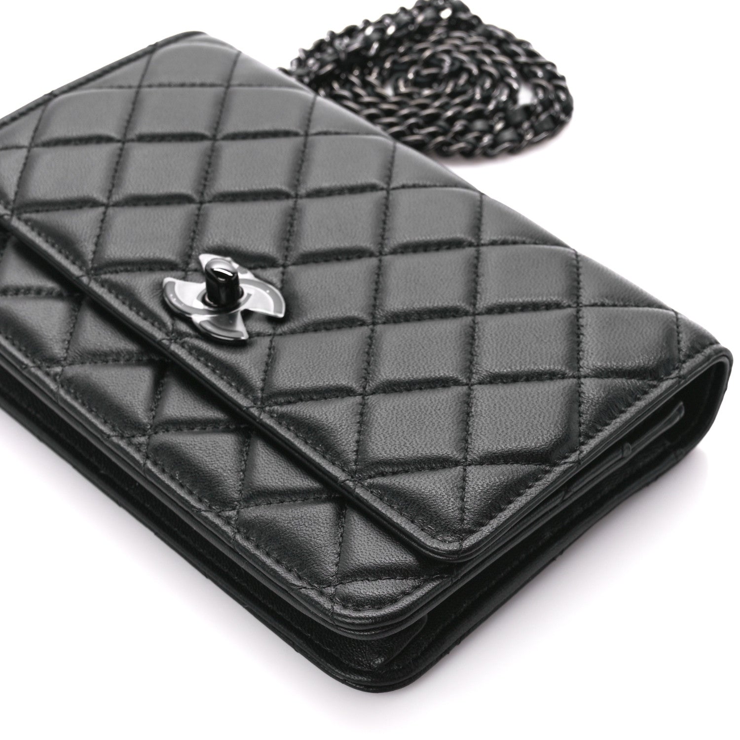 Chanel Lambskin Quilted Trendy CC Wallet On Chain WOC So Black 12 of 13