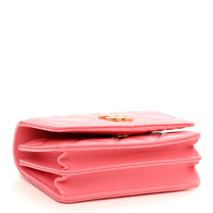 Chanel Lambskin Enamel Quilted Pending CC Clutch With Chain Pink 4 of 11