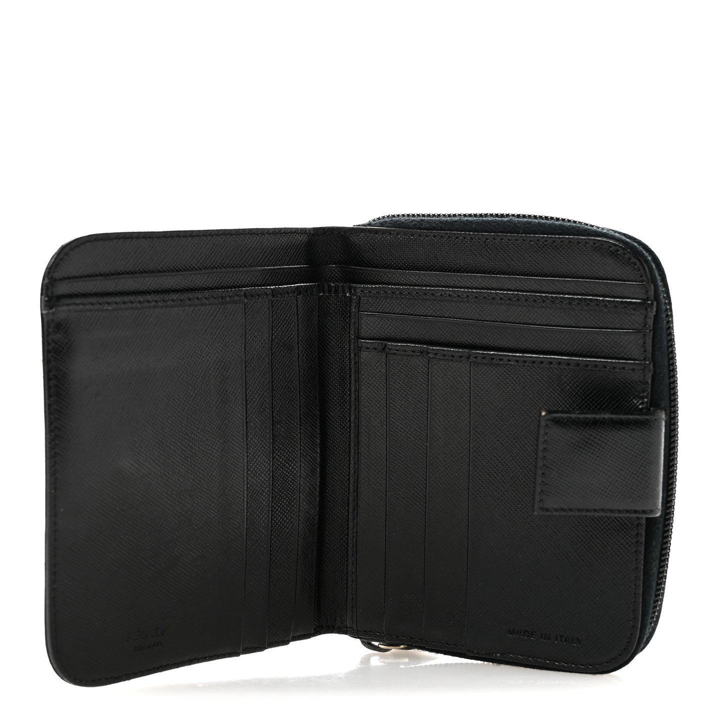 Saffiano Vernice Compact Zip Around Wallet Black