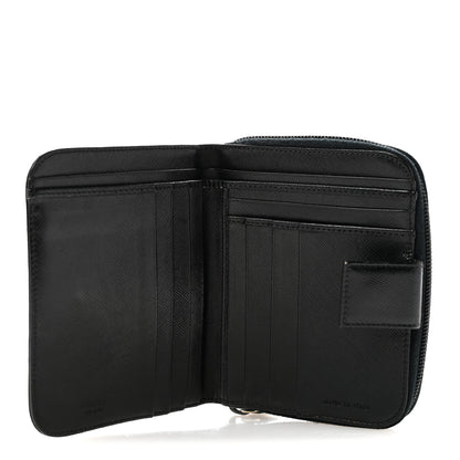 Prada Saffiano Vernice Compact Zip Around Wallet Black 5 of 14