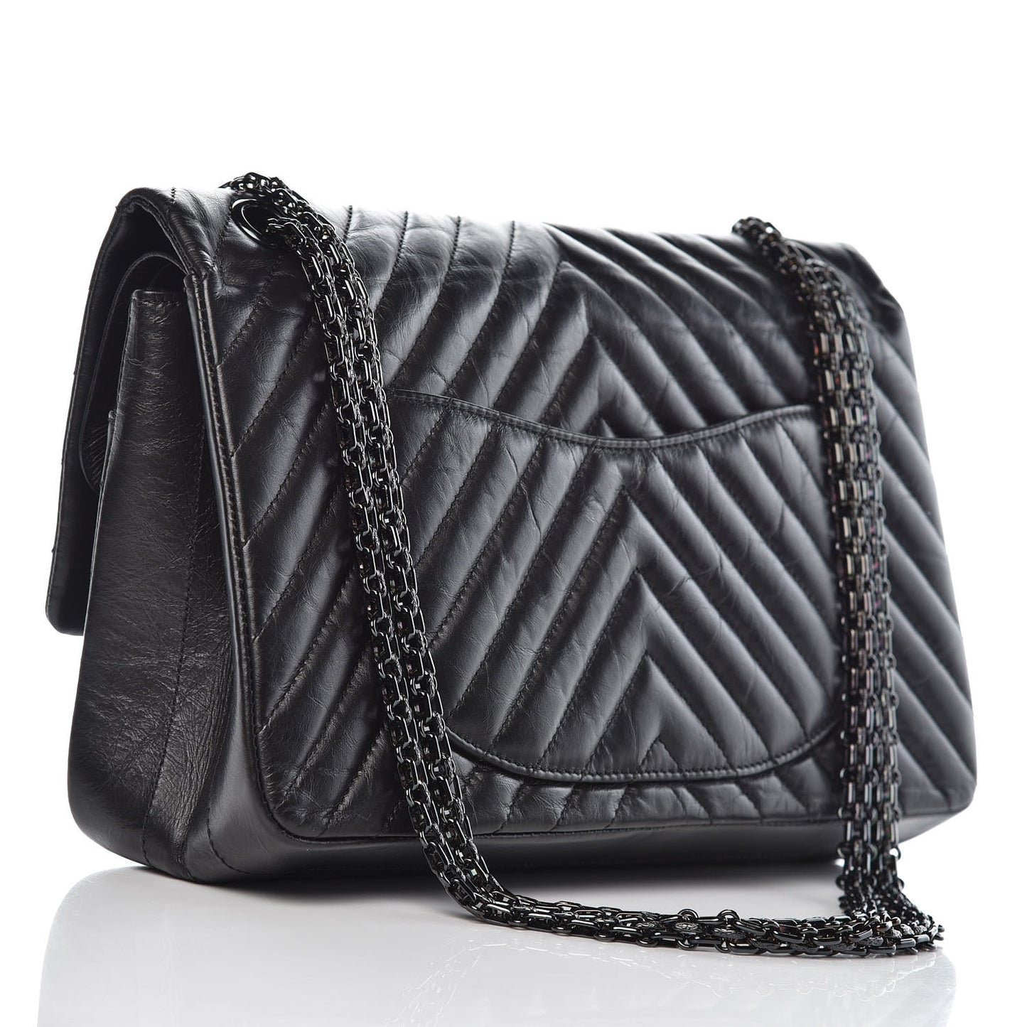 Aged Calfskin Chevron Quilted 2.55 Reissue 226 So Black