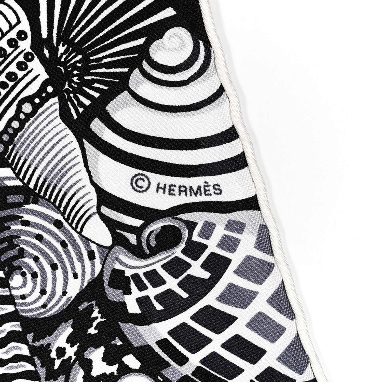 Hermes Silk Sieste Au Paradis Scarf 90 Black White Vert 4 of 5
