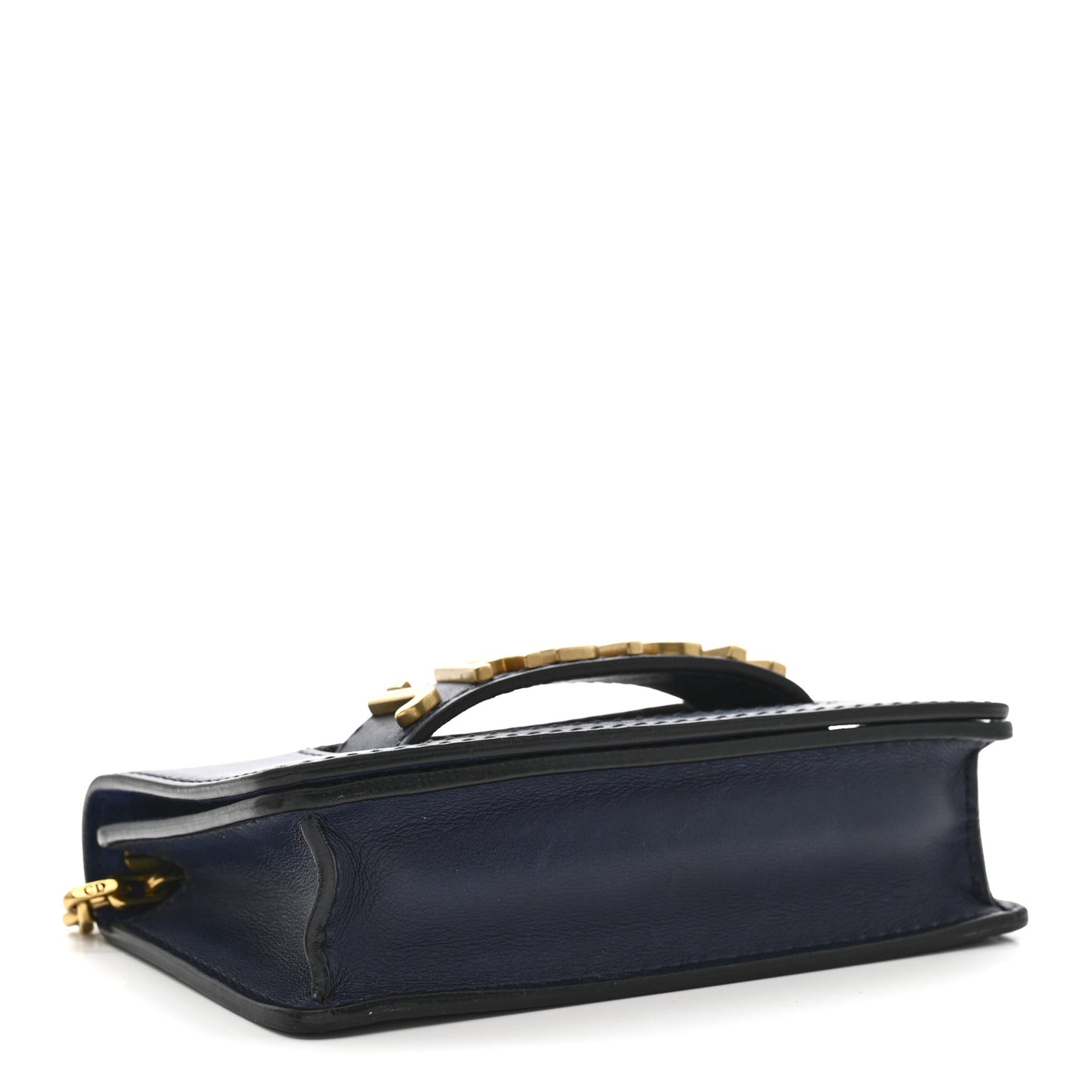 Calfskin Mini J'Adior Chain Flap Bag Navy Blue