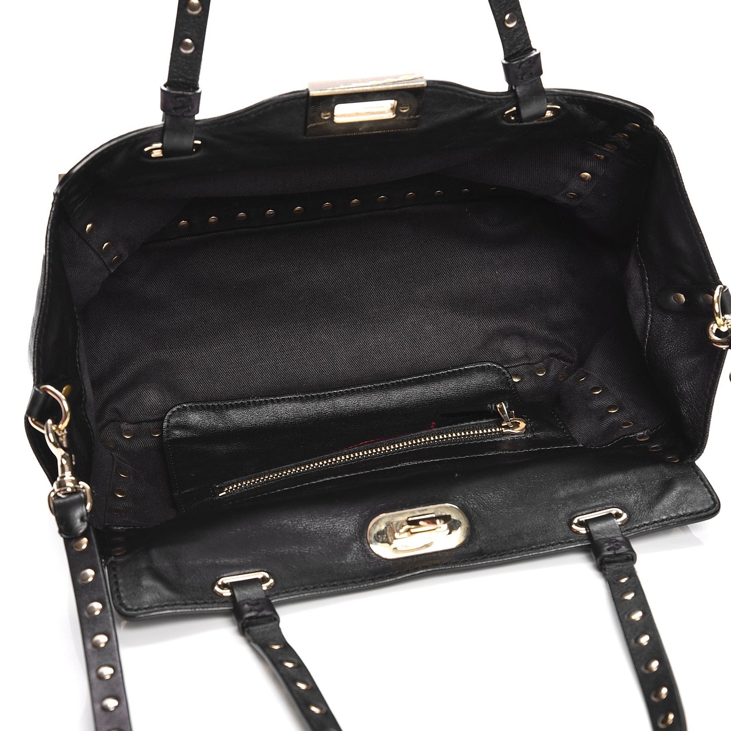 Vitello Small Rockstud Tote Black