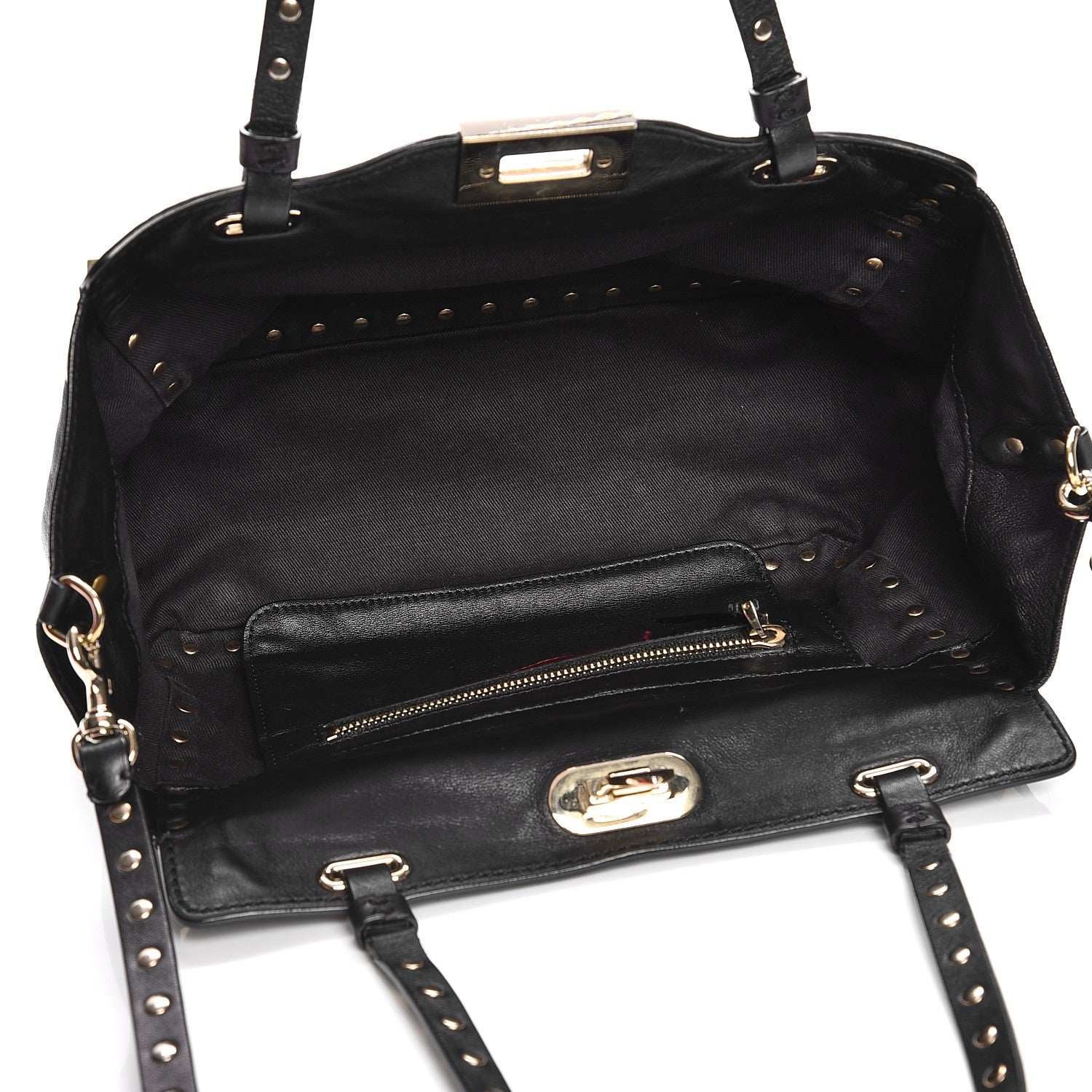 Valentino Garavani Vitello Small Rockstud Tote Black 6 of 12