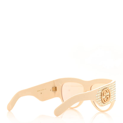 Gucci Acetate Crystal Oversize Hollywood Forever Sunglasses GG0144S Ivory 4 of 7