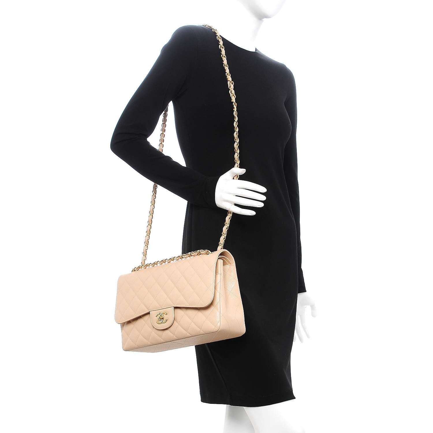 Chanel Caviar Quilted Jumbo Double Flap Beige Clair 2 of 9
