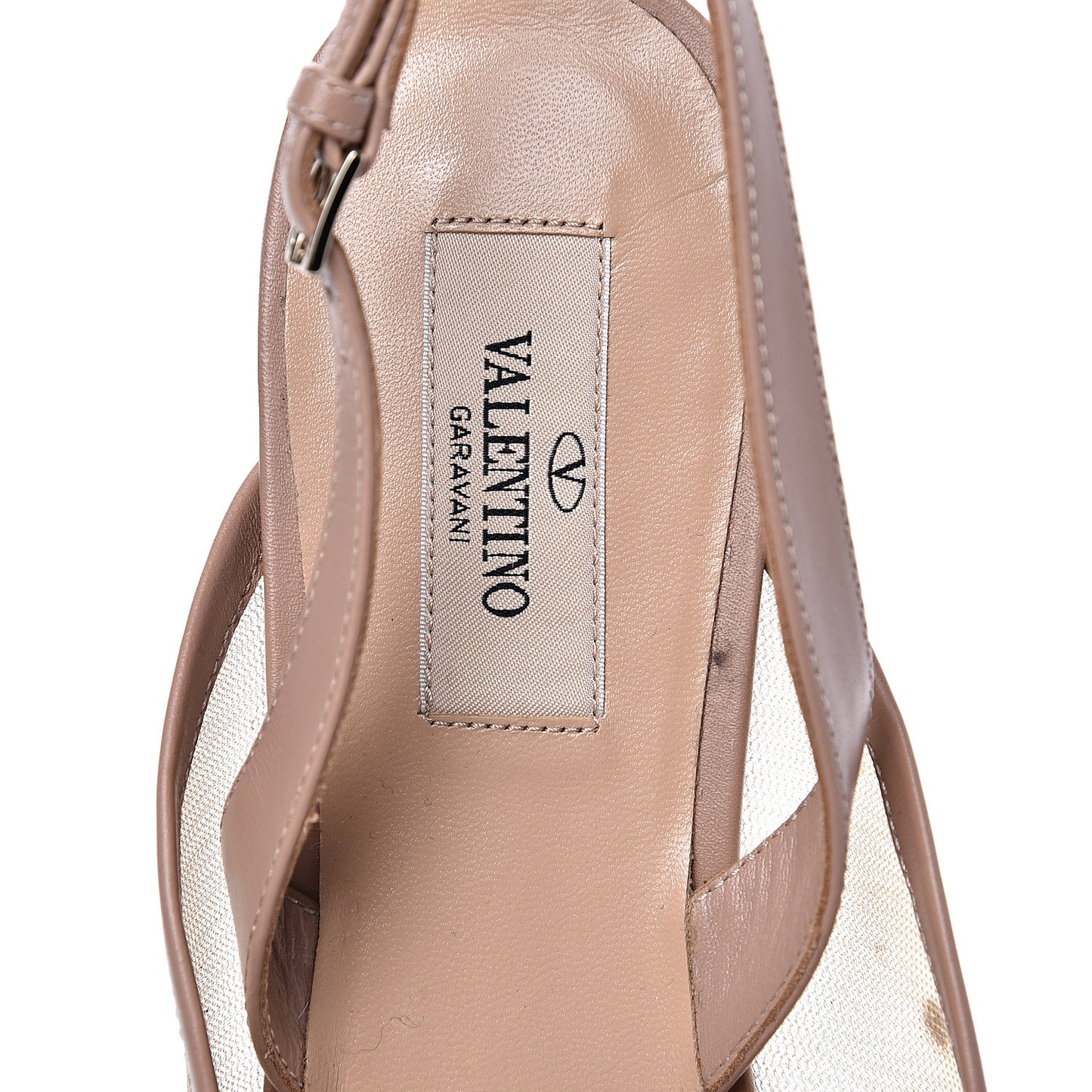 Mesh Crystal Cap Toe Slingback Flats 39 Nude