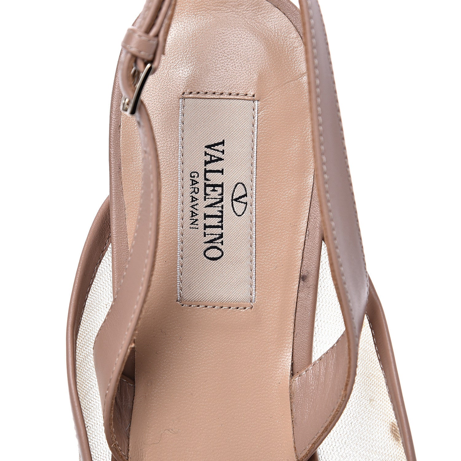 Valentino Garavani Mesh Crystal Cap Toe Slingback Flats 39 Nude 6 of 8
