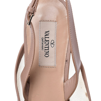 Valentino Garavani Mesh Crystal Cap Toe Slingback Flats 39 Nude 6 of 8