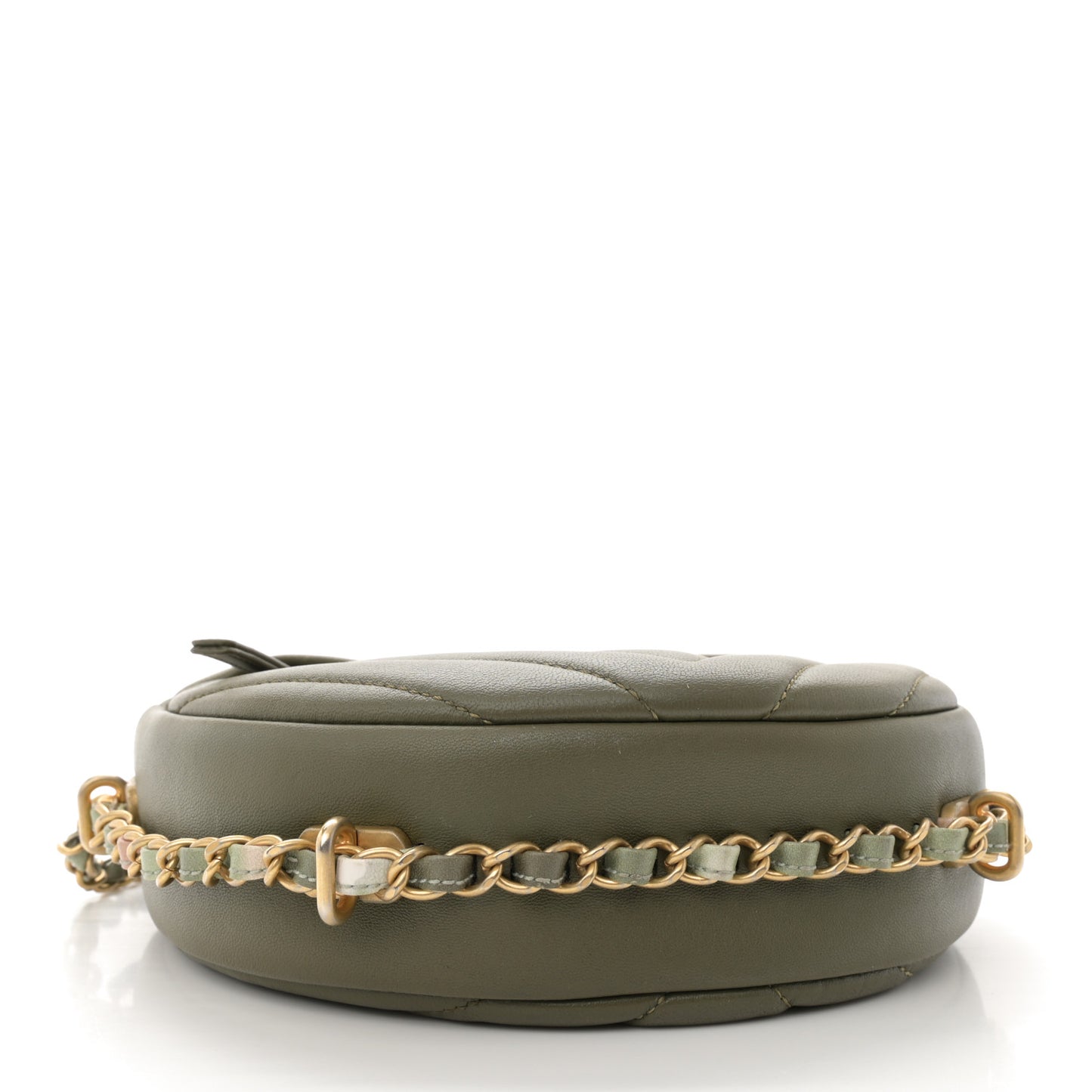 Lambskin Chevron Quilted Round Evening Bag Green