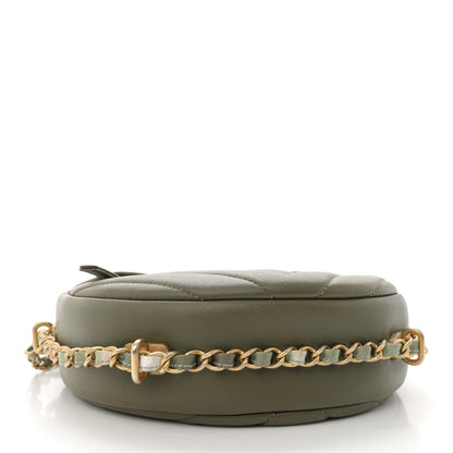 Chanel Lambskin Chevron Quilted Round Evening Bag Green 4 of 10