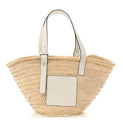 Loewe Raffia Medium Basket Tote Bag Natural White 1 of 13