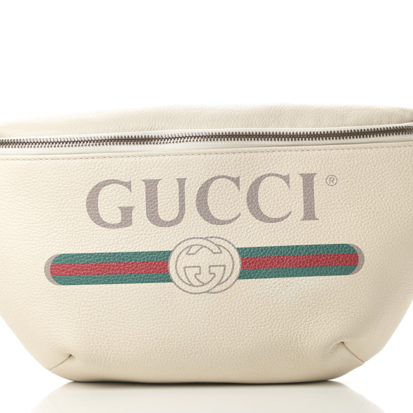 Grained Calfskin Logo Belt Bag White
