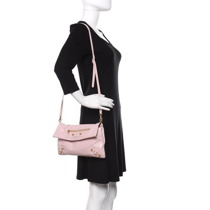 Balenciaga Agneau Giant 12 Gold Hardware Envelope Strap Clutch Rose Poudre 2 of 13