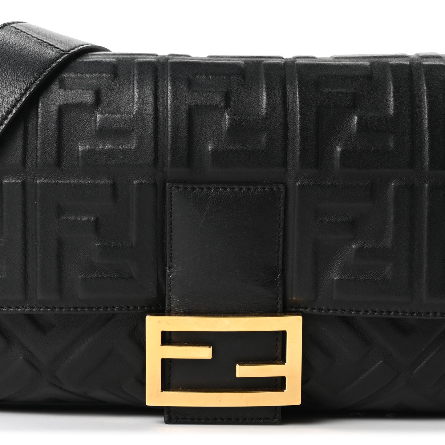 Nappa FF 1974 Embossed Large Baguette Black
