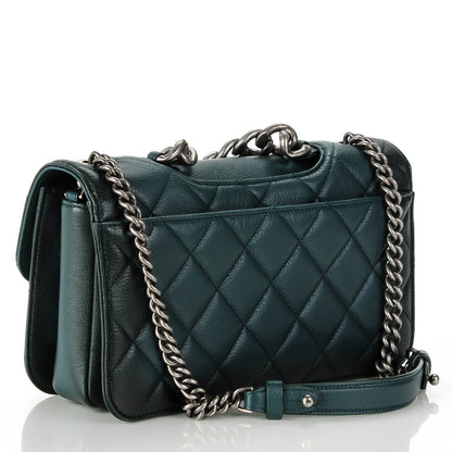 Chanel Goatskin Quilted Medium Perfect Edge Flap Green 3 of 7