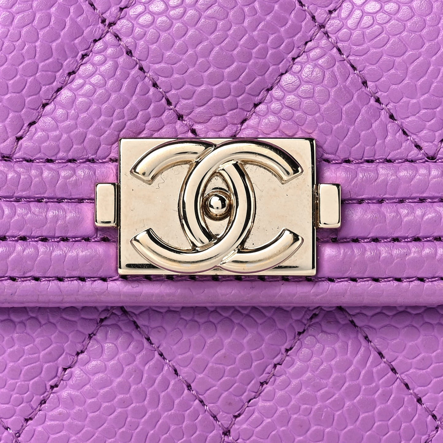 Caviar Quilted Boy Card Holder Wallet Purple