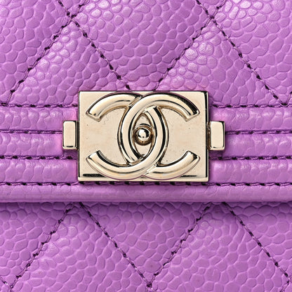 Chanel Caviar Quilted Boy Card Holder Wallet Purple 7 of 9