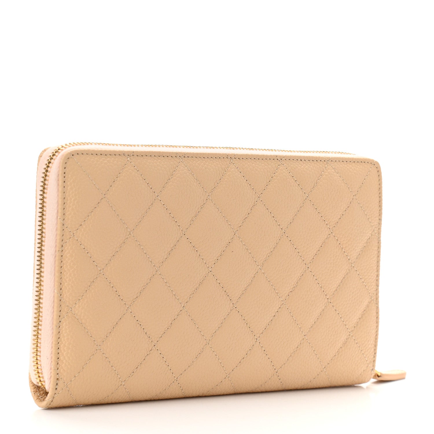 Chanel Caviar Quilted Large Zip Around Organizer Wallet Beige 3 of 12