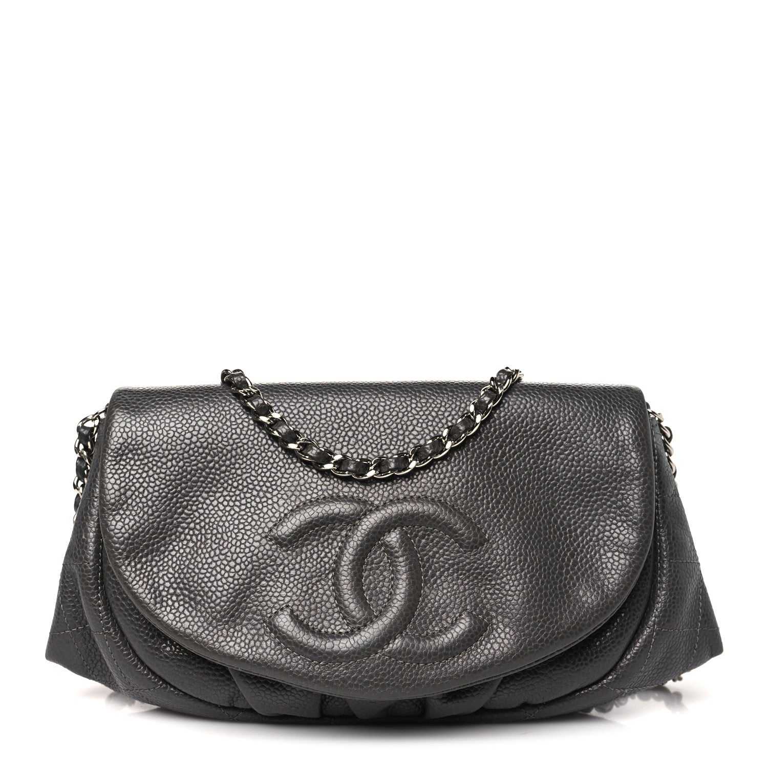 Chanel Caviar Half Moon Wallet On Chain WOC Dark Grey 1 of 12